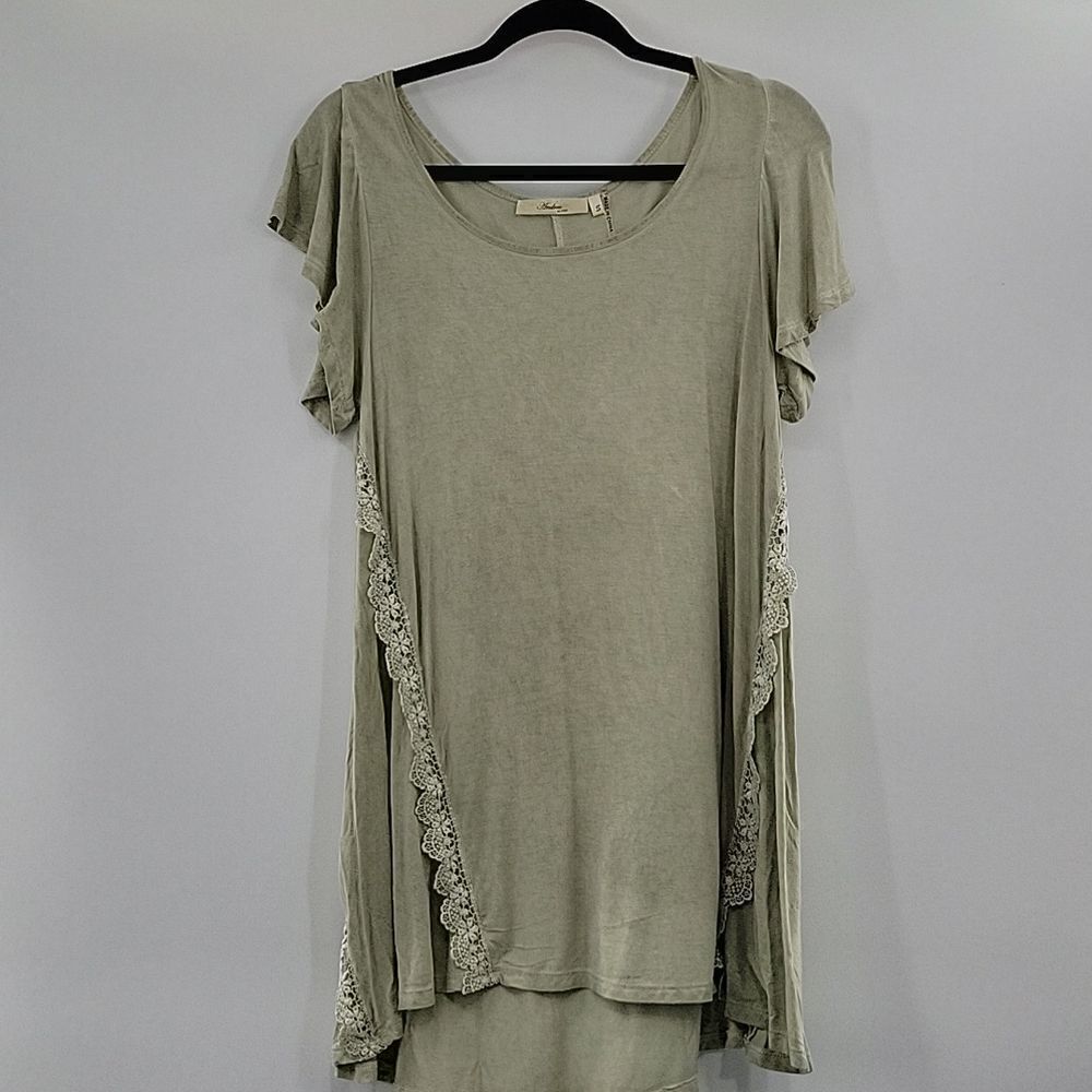 3 For $20 Andree Green stonewash fabric w/ crochet design size S